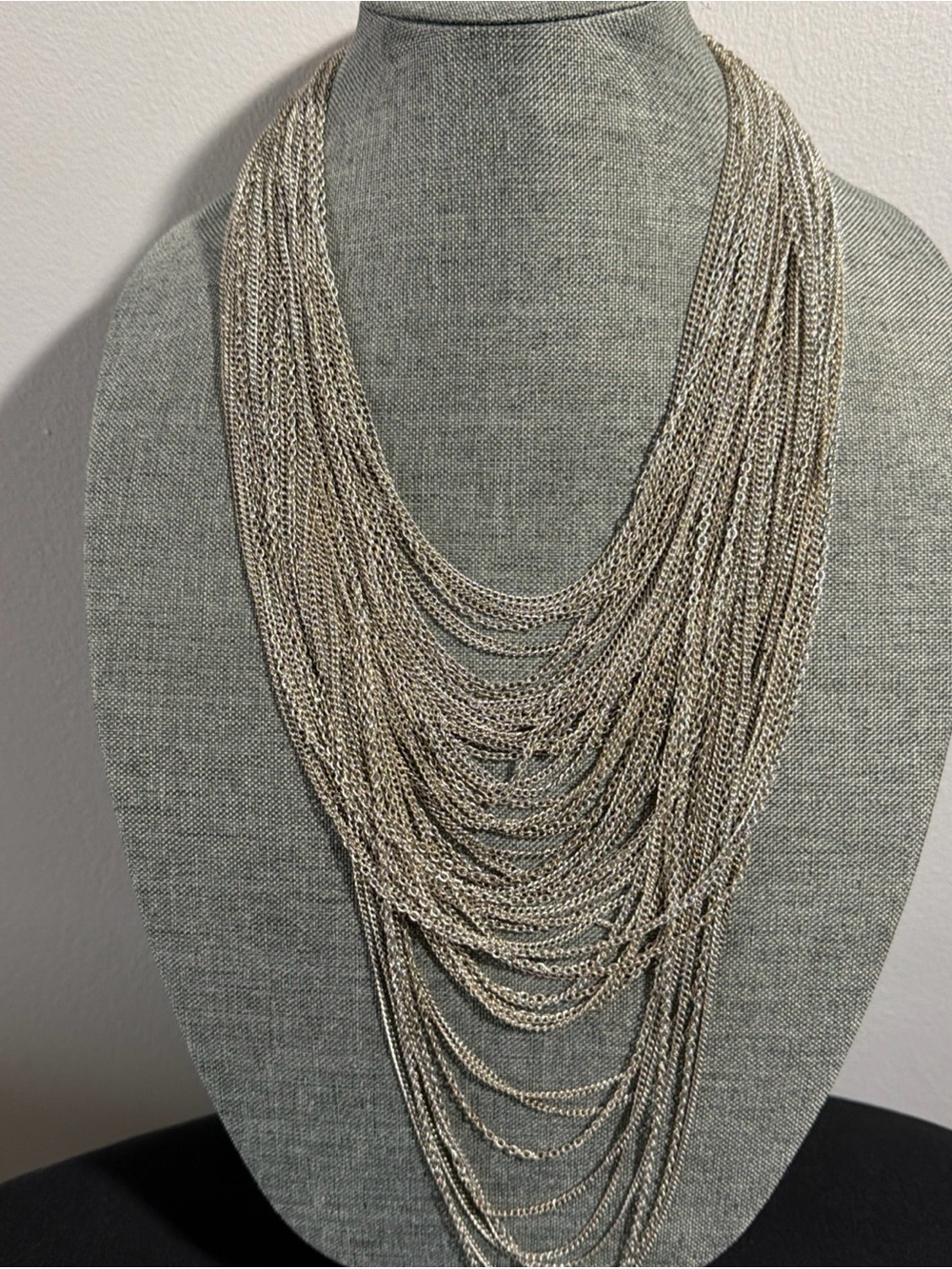 Layered Silver Multi-Strand Necklace